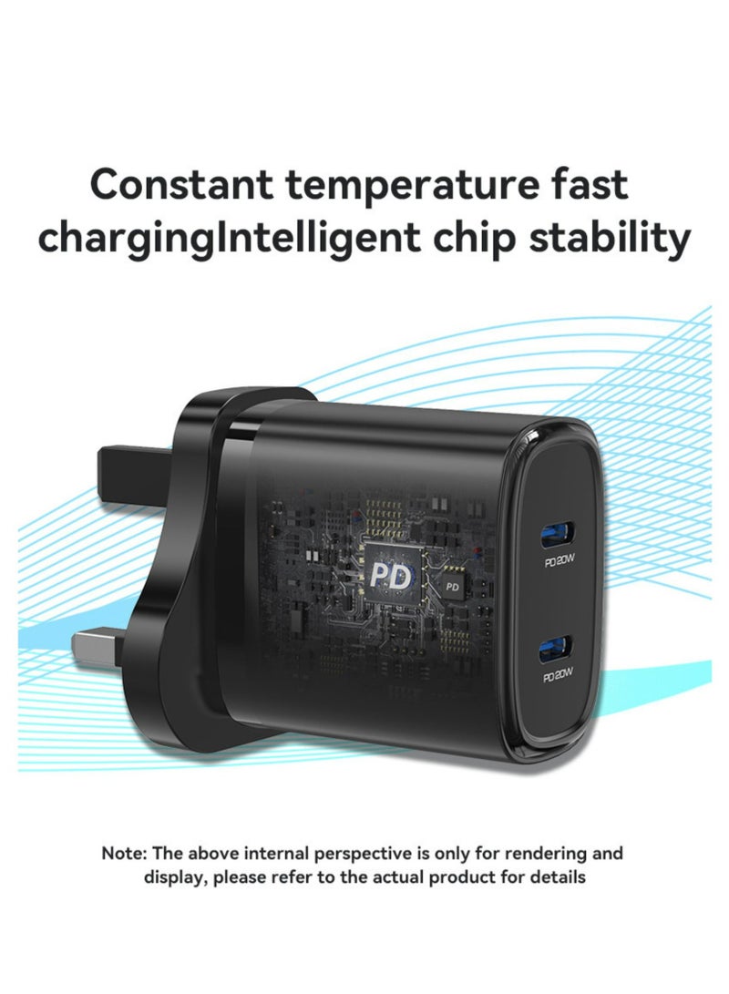 YESIDO-20W QUICK HOME CHARGER WITH USB C TO TYPE C CABLE-BLACK