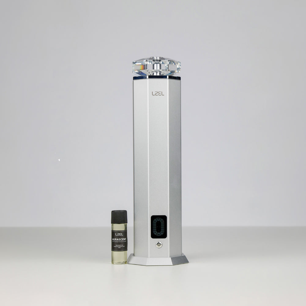 LZEL Aroma Diffuser Aromavista Essence Premium Scent Diffuser Led Display - Cold Air Diffusion Tech - 120 Ml - Silver