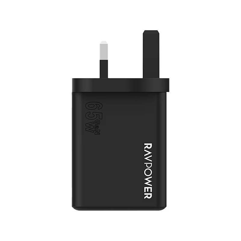 RavPower 2-Port USB-C and 1-Port USB-A PD 65W GaN Wall Charger - Black