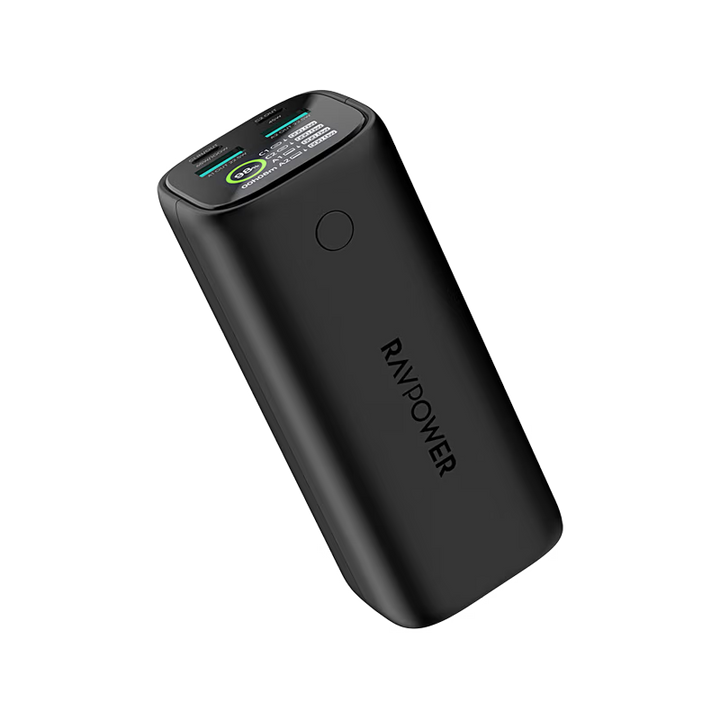 RavPower 2-Port USB-C and 2-Port USB-A PD 100W 20000mAh Digital Display Power Bank - Black