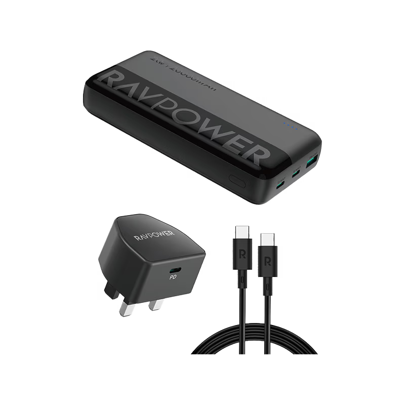 RavPower 3 In 1 Combo (USB-C Wall Charger + USB-C to USB-C Cable + 20000mAh Power Bank)