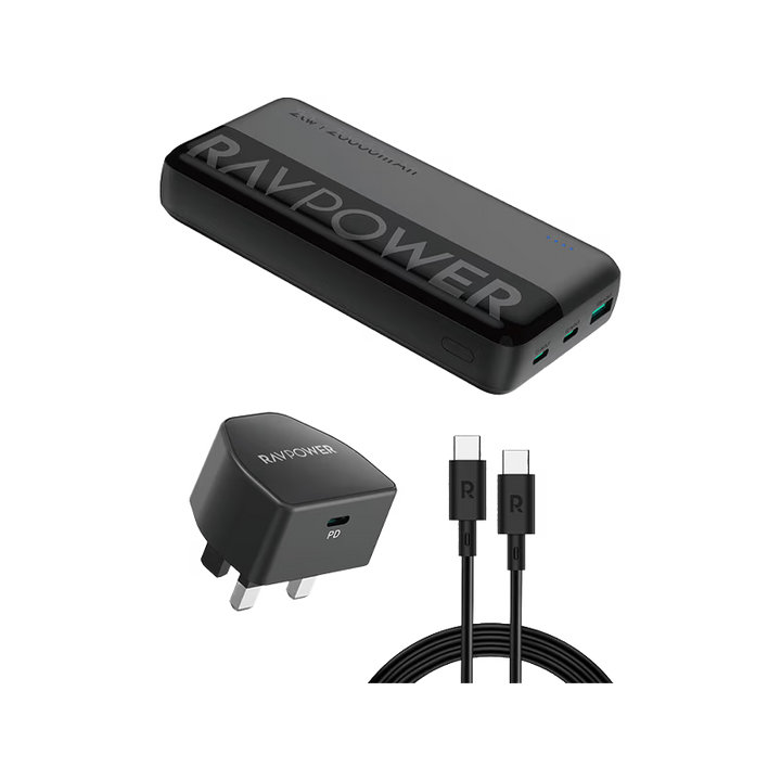 RavPower 3 In 1 Combo (USB-C Wall Charger + USB-C to USB-C Cable + 20000mAh Power Bank)
