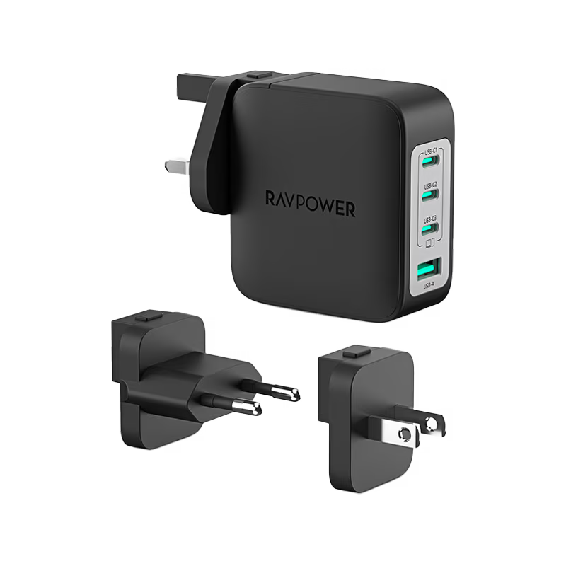 RavPower 3-Port USB-C and 1-Port USB-A PD140W Wall Charger - Black
