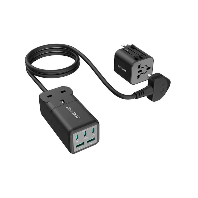 RavPower 3-Port USB-C and 2-Port USB-A 1 AC Socket 75W Desk Charger - Black