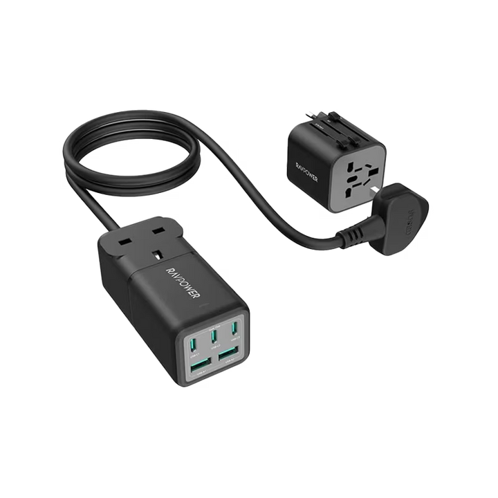 RavPower 3-Port USB-C and 2-Port USB-A 1 AC Socket 75W Desk Charger - Black