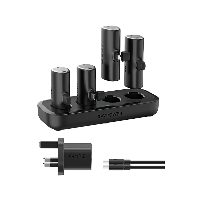 RavPower 4 in 1 (2 USB-C + 2 Lightning) 5000mAh Power Bank Station - Black