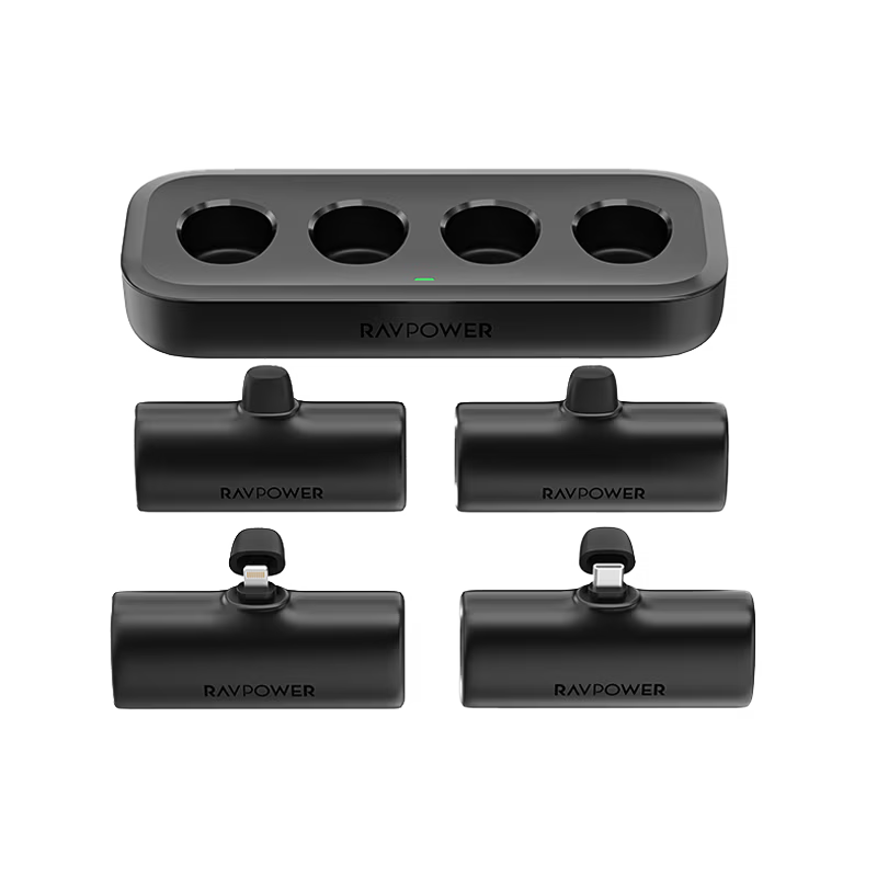 RavPower 4 in 1 (2 USB-C + 2 Lightning) 5000mAh Power Bank Station - Black