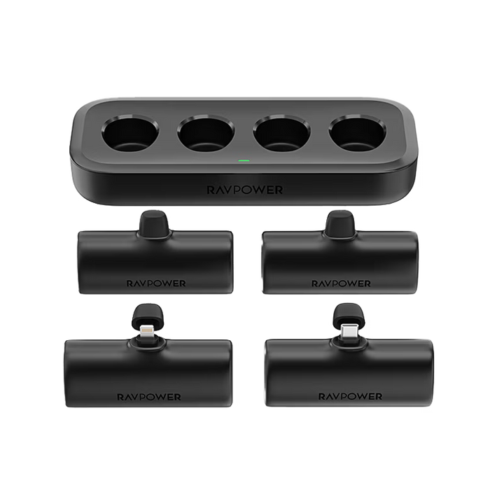 RavPower 4 in 1 (2 USB-C + 2 Lightning) 5000mAh Power Bank Station - Black