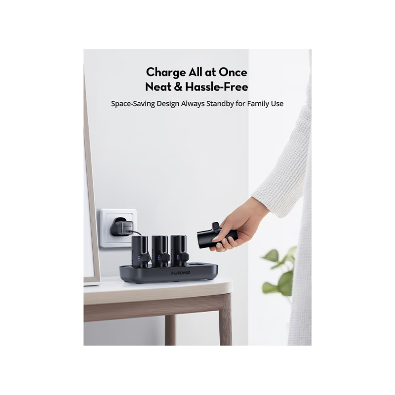 RavPower 4 in 1 (2 USB-C + 2 Lightning) 5000mAh Power Bank Station - Black