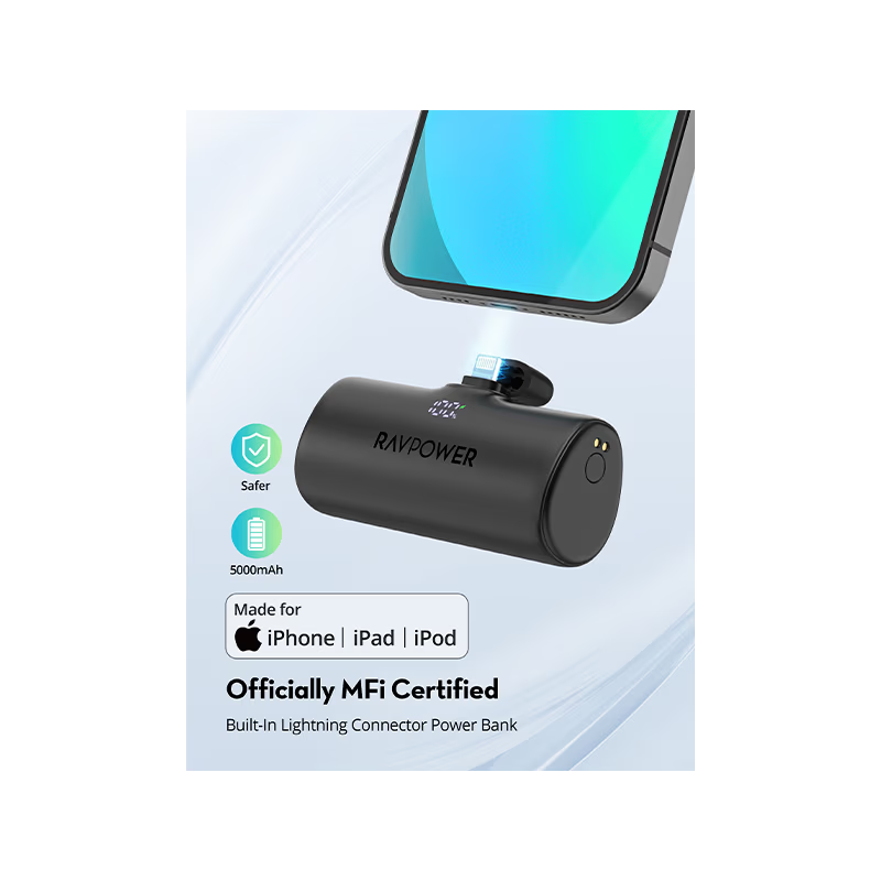 RavPower 4 in 1 (2 USB-C + 2 Lightning) 5000mAh Power Bank Station - Black