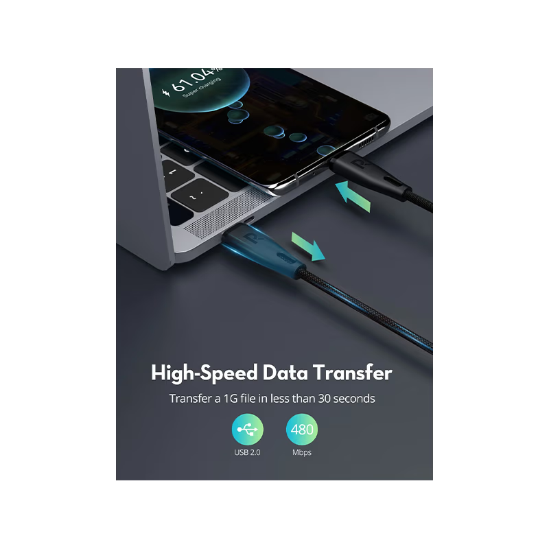 RavPower 60W USB-C to USB-C Cable 1.2M - Black
