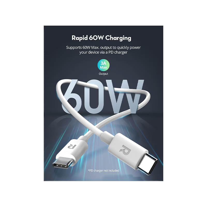 RavPower 60W USB-C to USB-C Cable 1M - Black