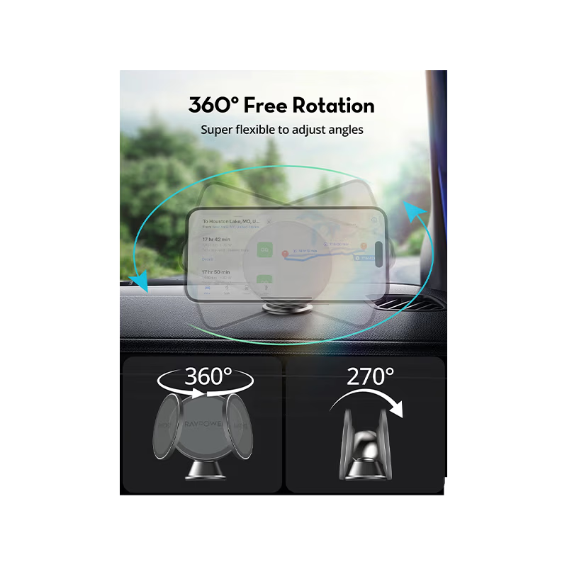 RavPower Magnetic Car Phone Mount - Black