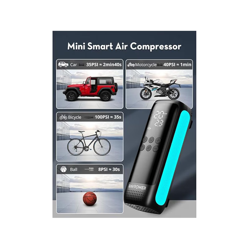 RavPower Smart Car Tire Inflator - Black