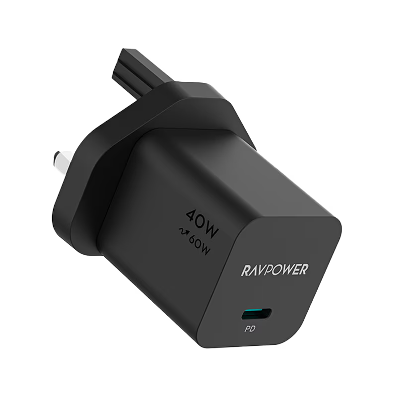 RavPower USB-C PD 40W GaN Wall Charger With 60W Max - Black