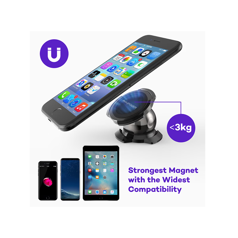 RavPower Ultra Compact Magnetic Car Mount Aluminum Black