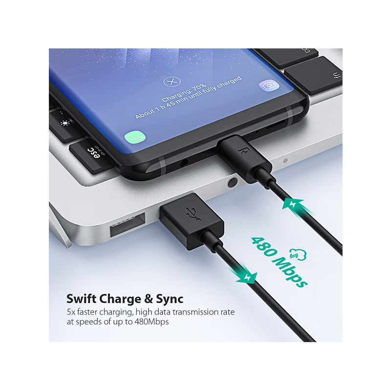 RavPower USB-A to USB-C Cable 1m - Black