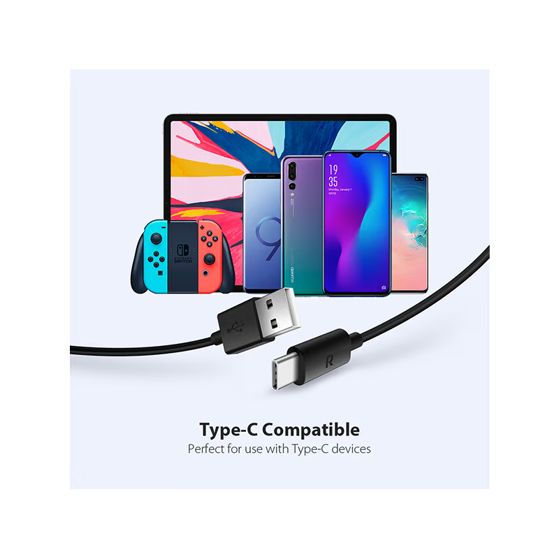 RavPower USB-A to USB-C Cable 1m - Black