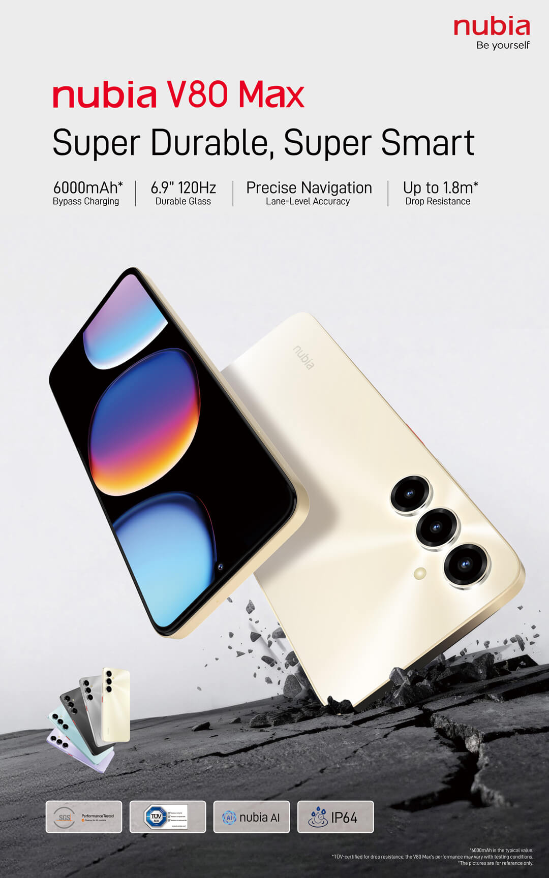 ZTE Nubia V80 Max 4G Smartphone - Ultra-Large 6.9", 6000mAh Battery, 50MP Camera, 8GB RAM + 256GB Storage - Z2577