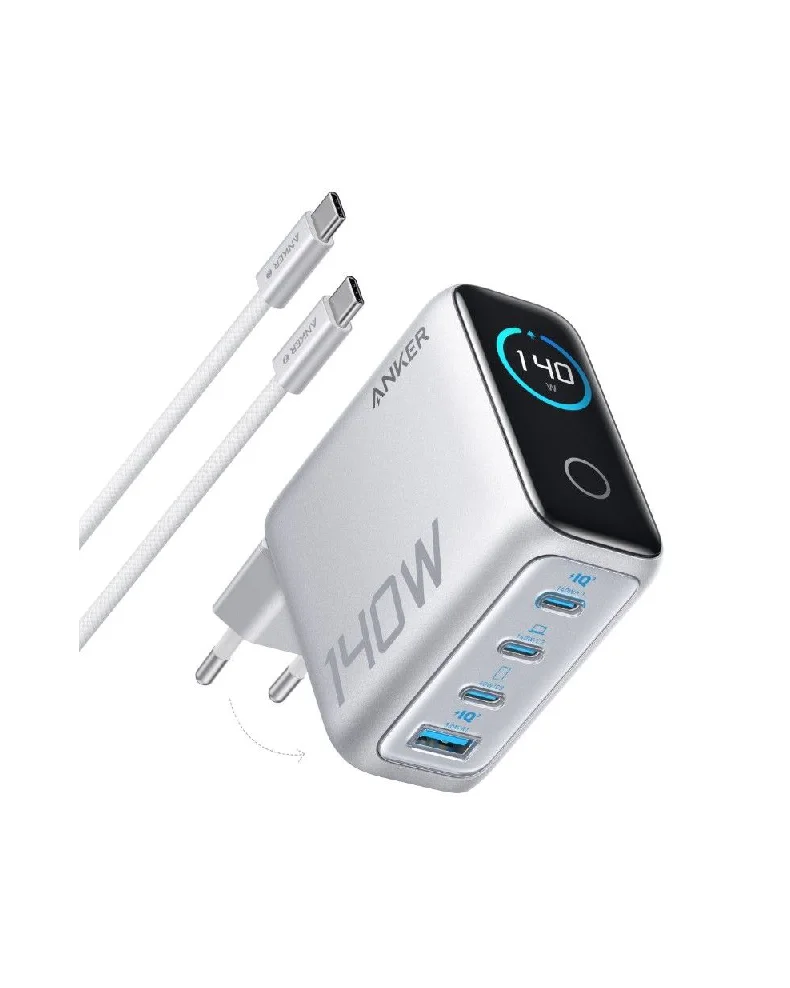 Anker Charger 140W 4-Port PD 3.1 With USB-C Cable - Silver