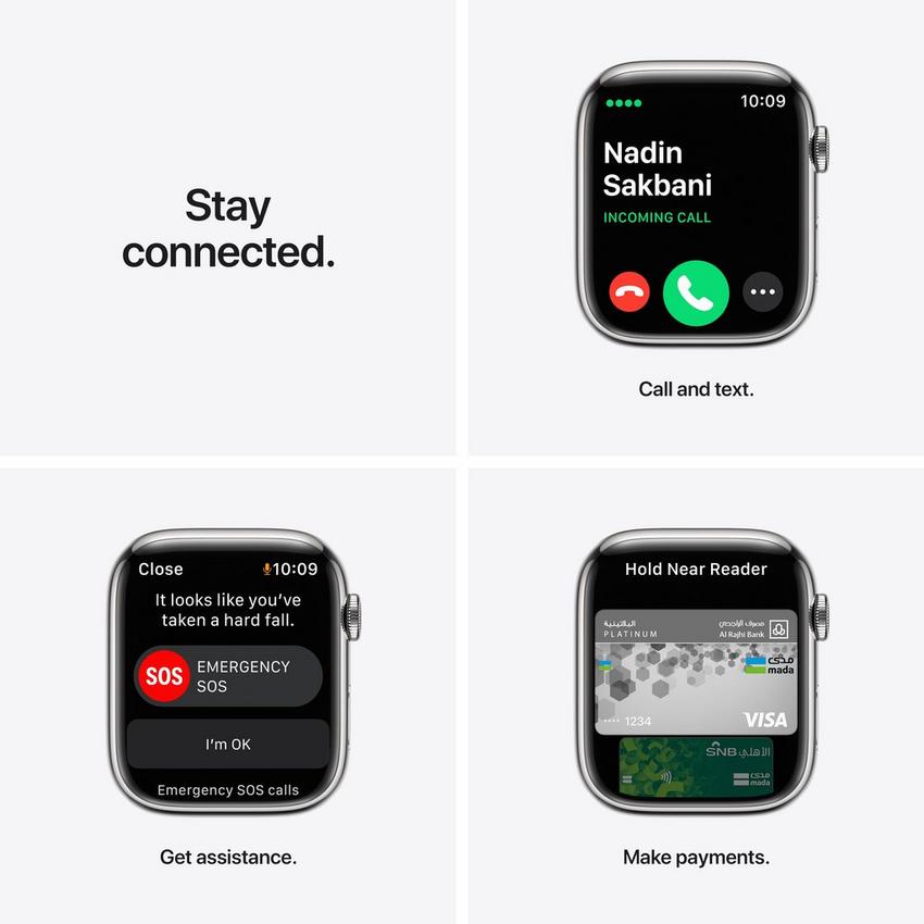 Apple Watch Series 7 GPS + Cellular, 45mm Gold Stainless Steel Case with Dark Cherry Sport Band - Regular