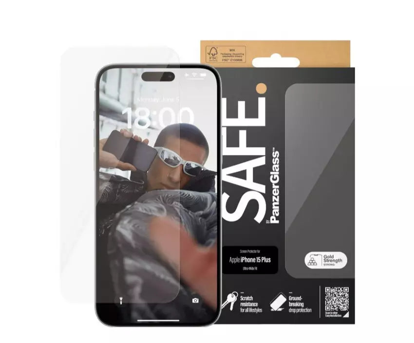 PanzerGlass SAFE95587, Screen Protector for iPhone 15 Pro, Clear