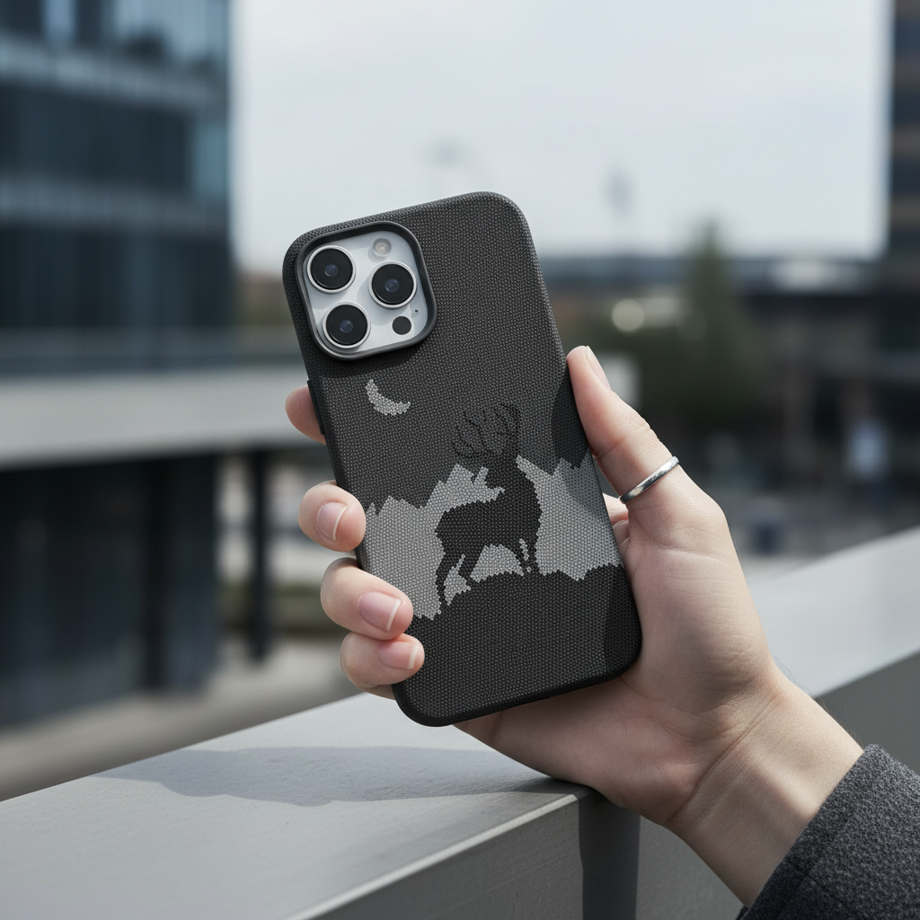 LZEL MagCarbon Deer Cover for iPhone 16 Pro - Black Deer