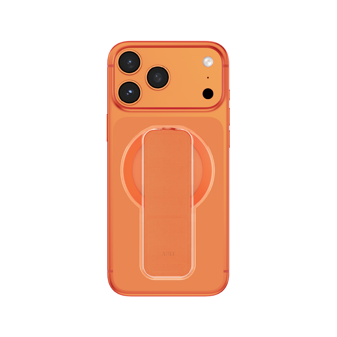 ASLI Magnetic Band Leather Grip & Foldable Stand 2-in-1 Functional Design - Orange