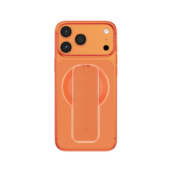 ASLI Magnetic Band Leather Grip & Foldable Stand 2-in-1 Functional Design - Orange