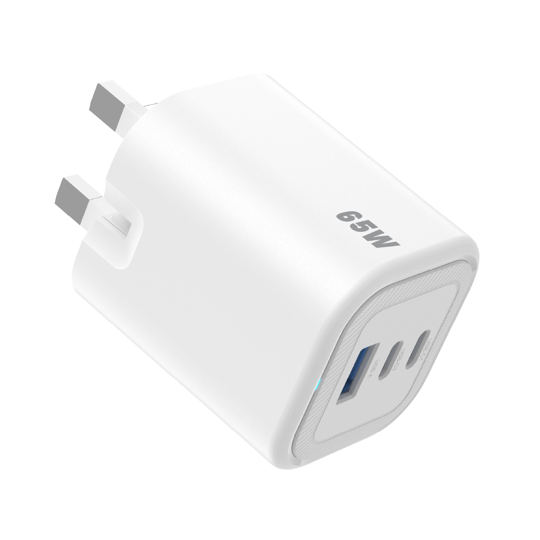 Asli  Global Maxcharge 65 Gan 3-Port Usb-A & Dual Usb-C Fast Charger - White