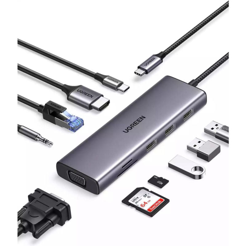 UGREEN CM498, USB-C Multifunction Adapter - Gray