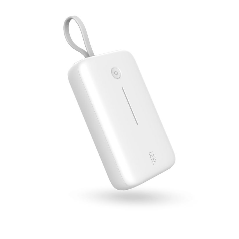 LZEL PrimeBrio Neo 20K Power Bank 30W – 20000mAh, Detachable Type-C Cable - White