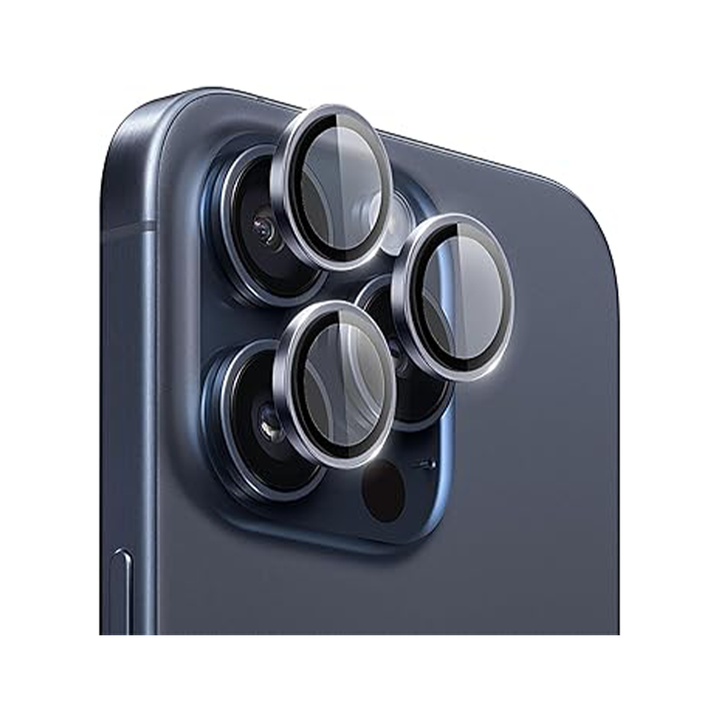 Asli Edgeguard Series 9h Hardness Hd Corning Camera Glass For Iphone 15 Pro/15 Pro Max - Titanium Blue