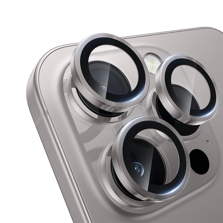 Asli Edgeguard Series 9h Hardness Hd Corning Camera Glass For Iphone 15 Pro/15 Pro Max - Titanium Gray
