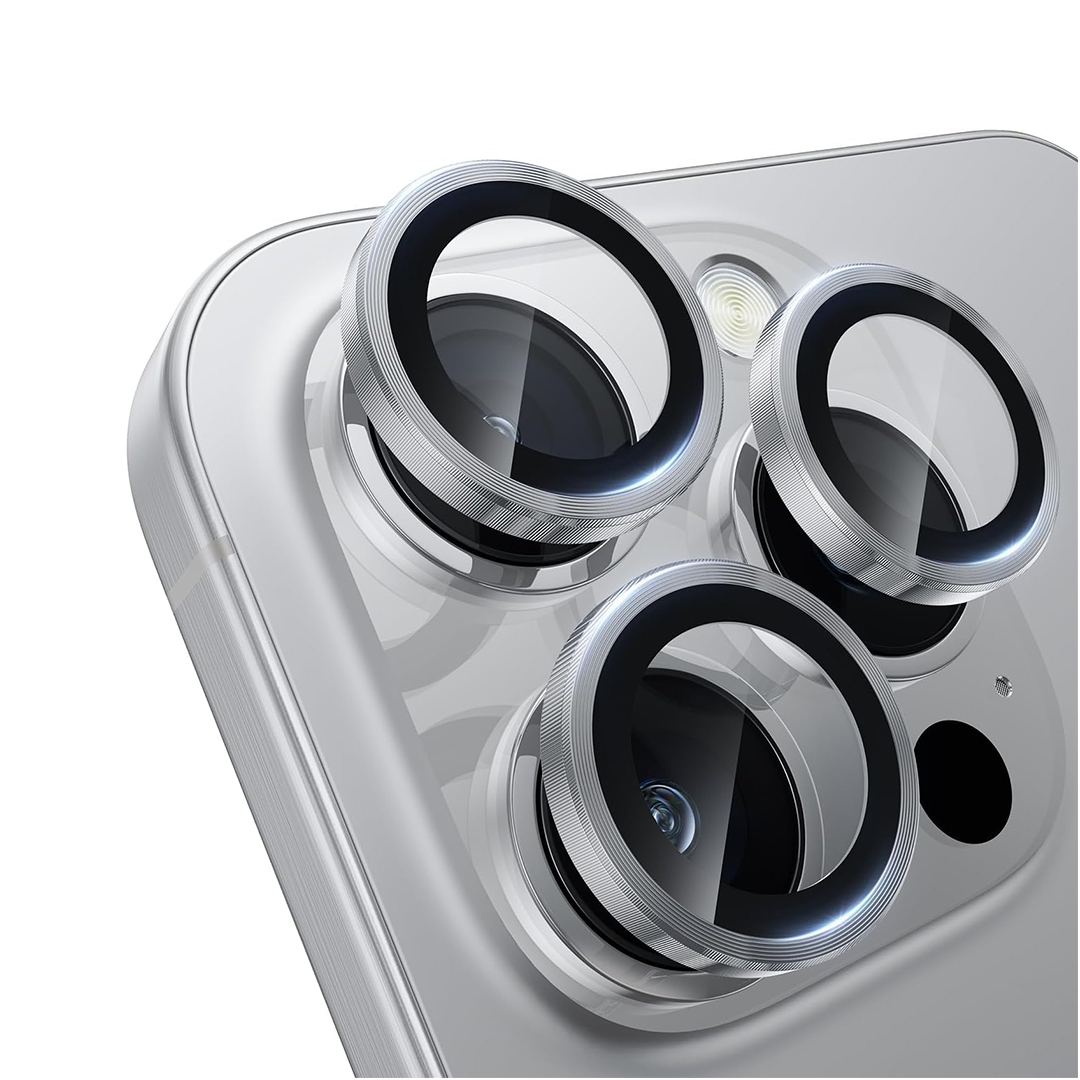 Asli Edgeguard Series 9h Hardness Hd Corning Camera Glass For Iphone 15 Pro/15 Pro Max - Silver