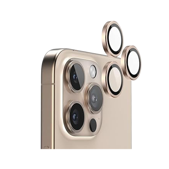 Asli Edgeguard Series 9h Hardness Hd Corning Camera Glass For Iphone 16 Pro/16 Pro Max - Desert Gold