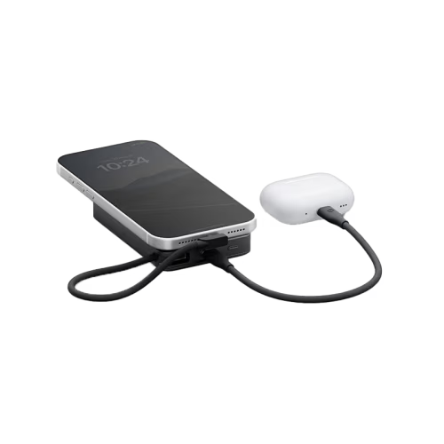 Energea Integra 20s With MagSafe Compatible Semi Solid State Power Bank With Built-in Cable and Stand 10000mAh - Gunmetal