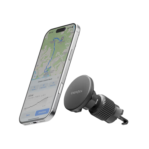 Energea MagDrive Kit Windscreen / Airvent Mount 15W Wireless Car Charger With 30W Car Charger - Black