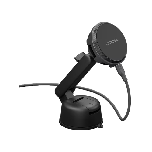 Energea MagArctic Drive Windscreen / Airvent Mount 25W Wireless Car Charger With 45W Car Charger - Gunmetal