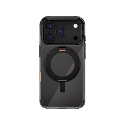 جراب حماية Uniq Hybrid Swivix مع مسند دوار 360 درجة MagSafe لجوال آيفون 17 برو ماكس - أسود كربوني