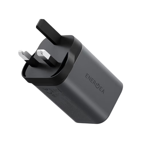 Energea Ampcharge Mini 2-Port USB-C and 1-Port USB-A 100W GaN Wall Charger - Gunmetal