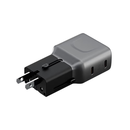 Energea TravelGo 2-Port USB-C 65W PD Travel Adapter - Gunmetal