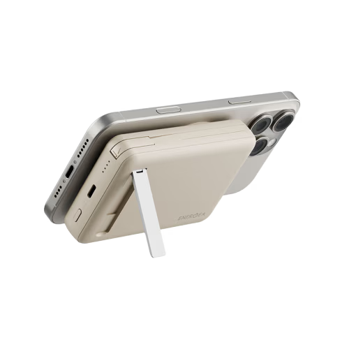 Energea MagPac Pro Plus MagSafe 10000mAh Power Bank Built-In USB-C Cable With Built In Stand - Sand