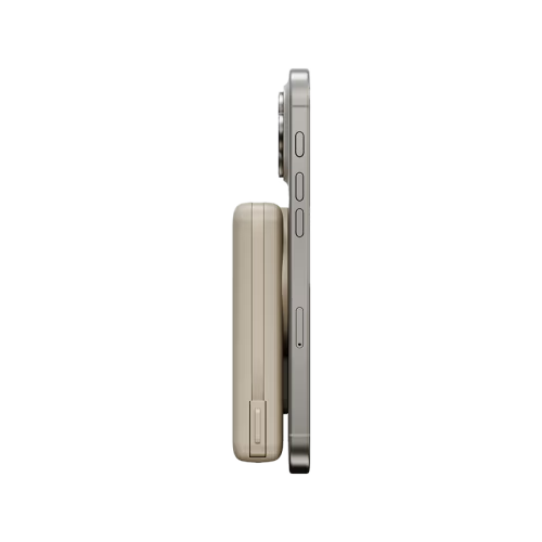 Energea MagPac Pro Plus MagSafe 10000mAh Power Bank Built-In USB-C Cable With Built In Stand - Sand
