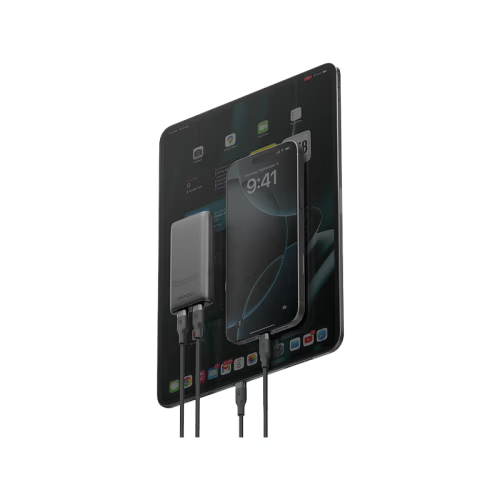 Energea TravelWorld Edge 65 2 Port USB-C 65W Travel Adapter - Gunmetal
