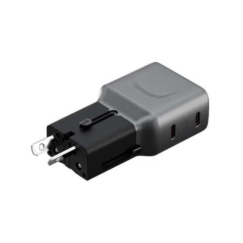 Energea TravelGo 2 Port USB-C 45W PD Travel Adapter - Gunmetal Black
