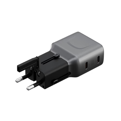 Energea TravelGo 2 Port USB-C 45W PD Travel Adapter - Gunmetal Black