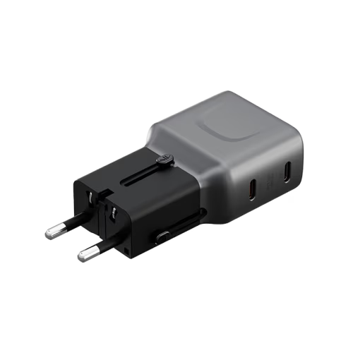 Energea TravelGo 2 Port USB-C 45W PD Travel Adapter - Gunmetal Black