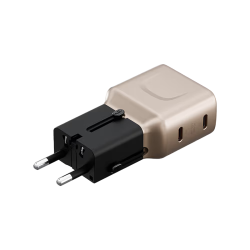 Energea TravelGo 2 Port USB-C 45W PD Travel Adapter - Gold Black
