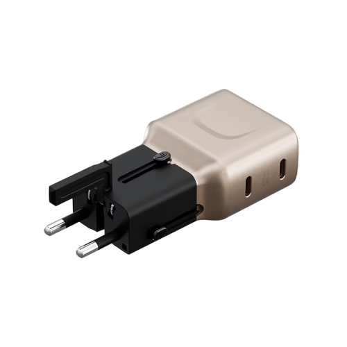 Energea TravelGo 2 Port USB-C 45W PD Travel Adapter - Gold Black